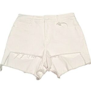 GOOD AMERICAN High Waist Step Distressed Hem Cutoff Shorts 0/25